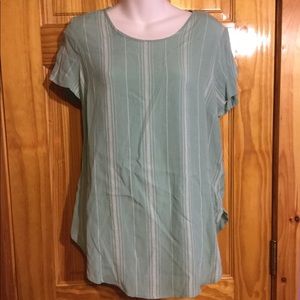 Sea foam green and white tie back SS top